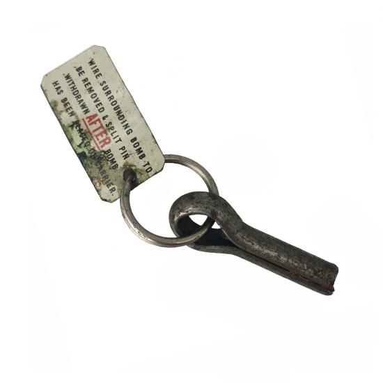 WW2 RAF Bomb Split Pin & Instruction Tag