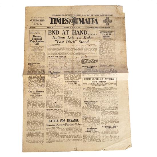 WW2 Times of Malta Newspaper - July 1943