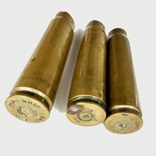 WW2 Three 20MM Cannon Shells Cases.