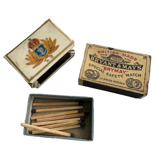 WW2 Celluloid RN Matchbox Holder & Match Box
